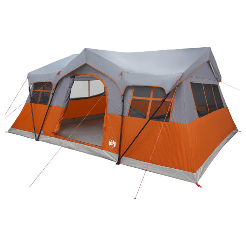 vidaXL Familjetält med tak Grå och orange 487 x 340 x 216 cm