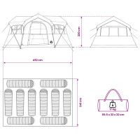 Produktbild för Familjetält Armégrön 487 x 340 x 216 cm Polyester och Stål