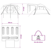 Produktbild för Familjetält med tak Grön 305 x 275 x 190 cm Polyester och Stål