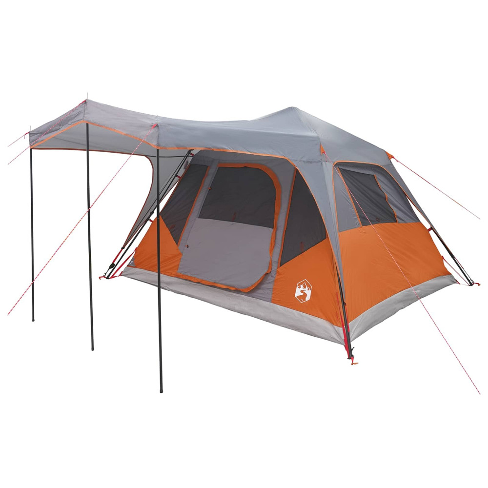 Produktbild för Familjetält med tak Grå och orange 305 x 275 x 190 cm