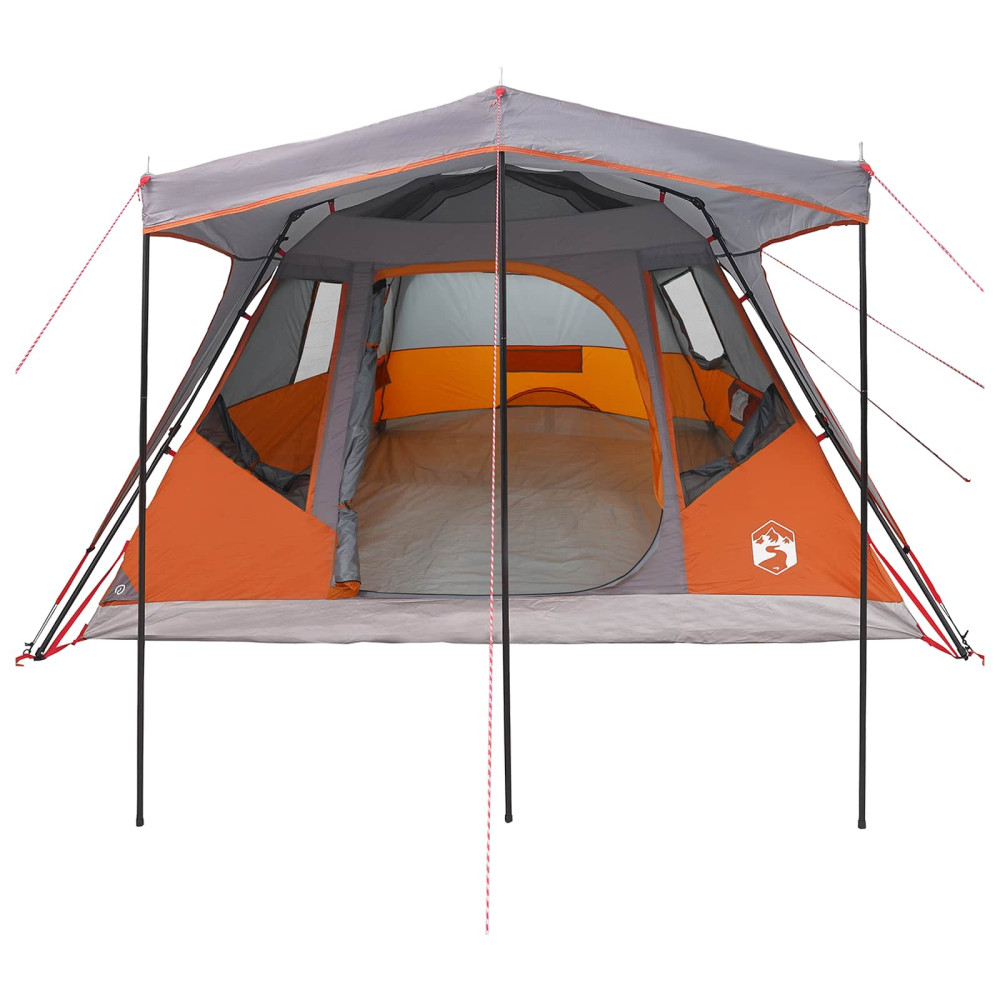 Produktbild för Familjetält med tak Grå och orange 305 x 275 x 190 cm
