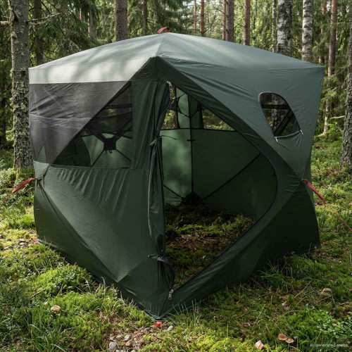 vidaXL Jaktält med tak Armégrön 143 x 143 x 165 cm Polyester och Stål
