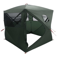 Produktbild för Jaktält med tak Armégrön 143 x 143 x 165 cm Polyester och Stål