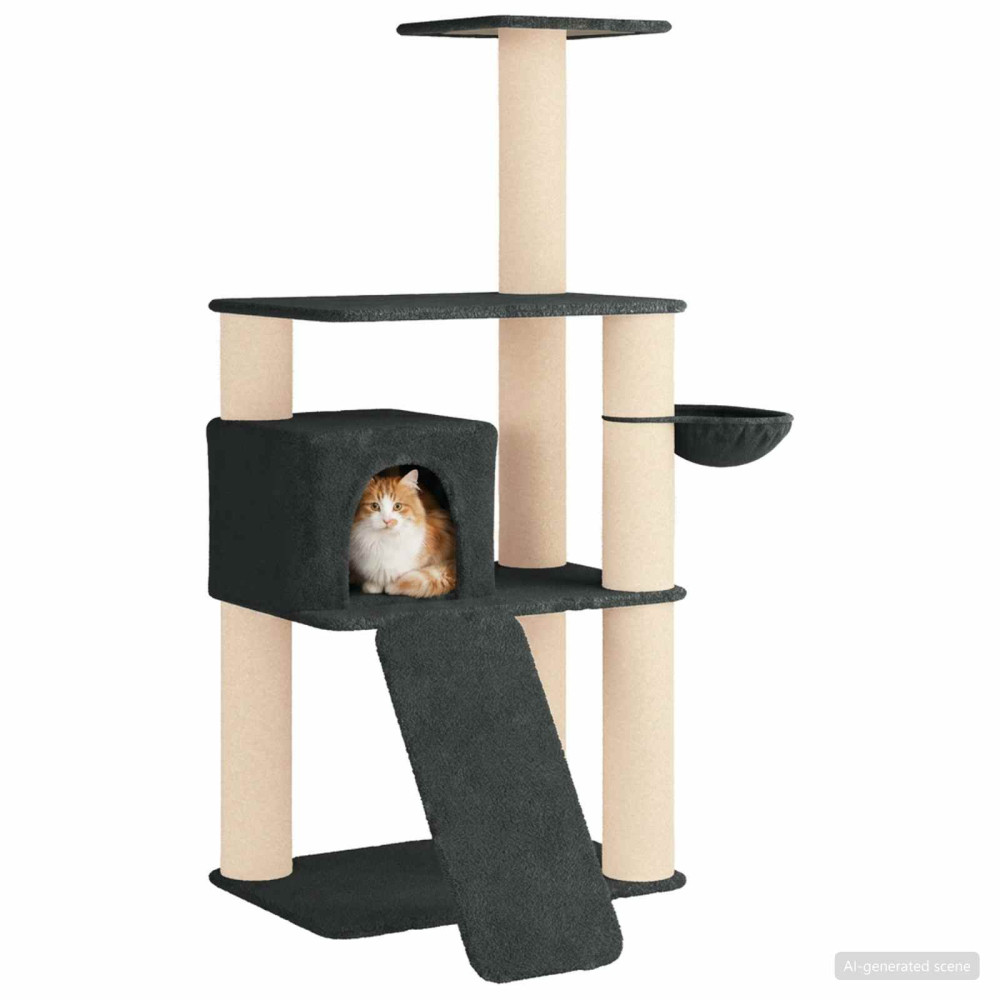 Produktbild för Kattträd med sisal klöspelare Mörkgrå 173 cm