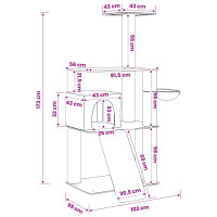 Produktbild för Kattträd med sisal klöspelare Gräddvit 173 cm