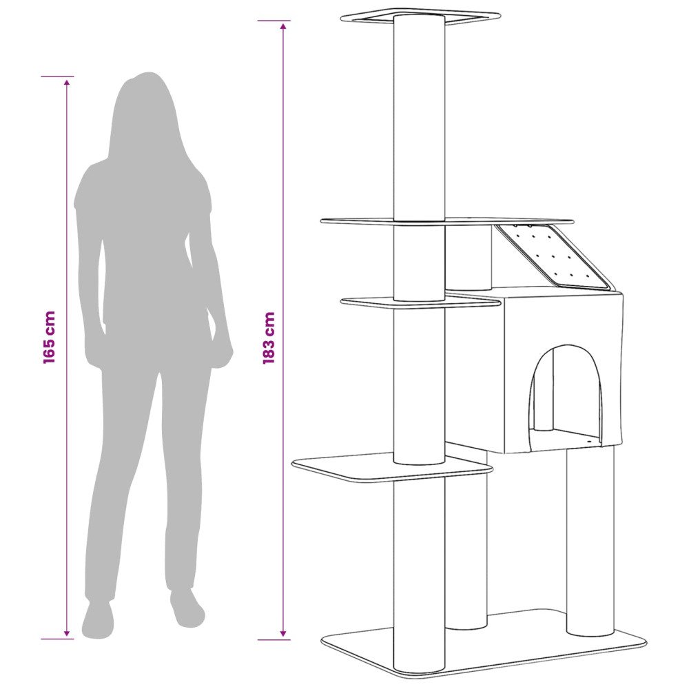Produktbild för Kattträd med sisal klöspelare Mörkgrå 183 cm