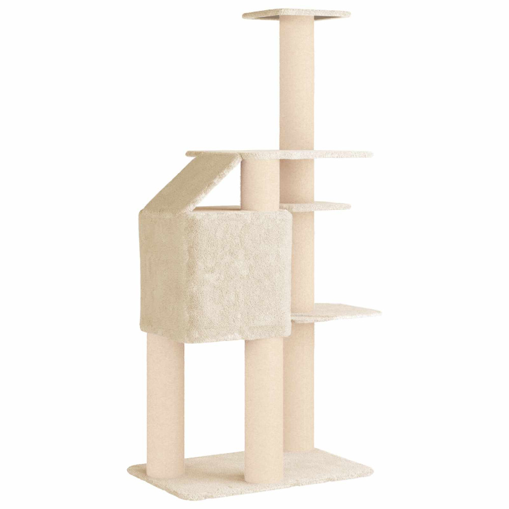 Produktbild för Kattträd med sisal klöspelare Gräddvit 183 cm
