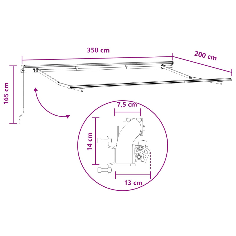 Produktbild för Utfällbar markis Taupe 3,5 x 2 m tyg
