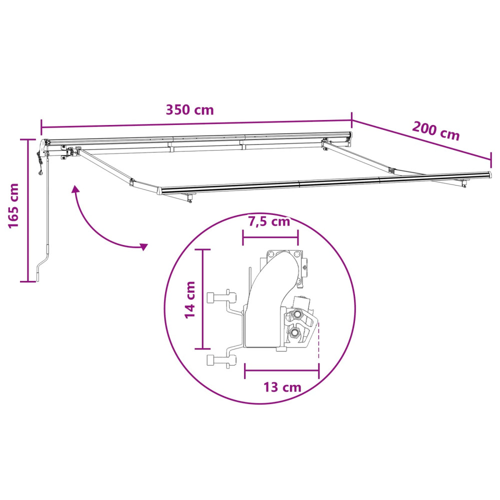 Produktbild för Utfällbar markis Taupe 3,5 x 2 m tyg