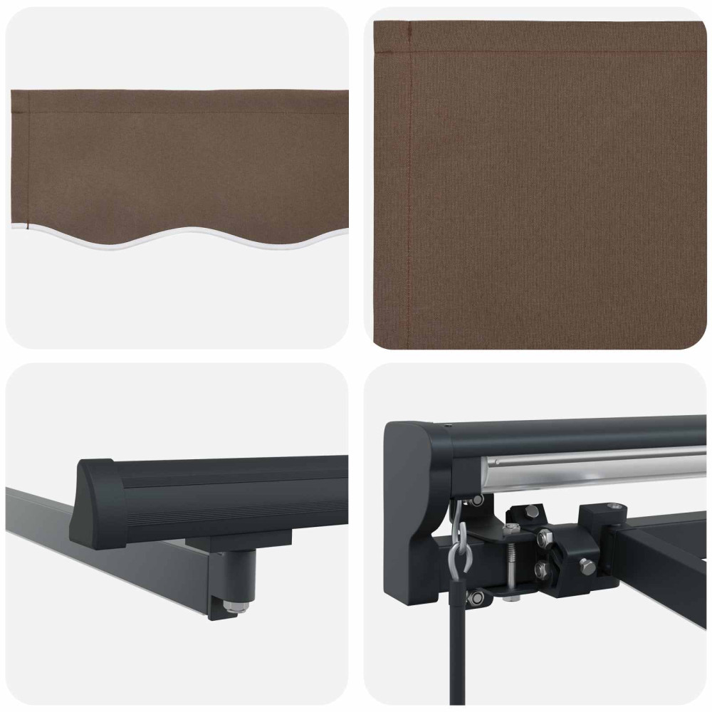 Produktbild för Manuell markisram med LED-lampor Taupe 4,5 × 3 m
