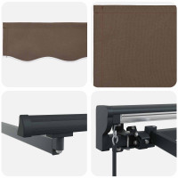 Produktbild för Manuell markisram med LED-lampor Taupe 4,5 × 3 m