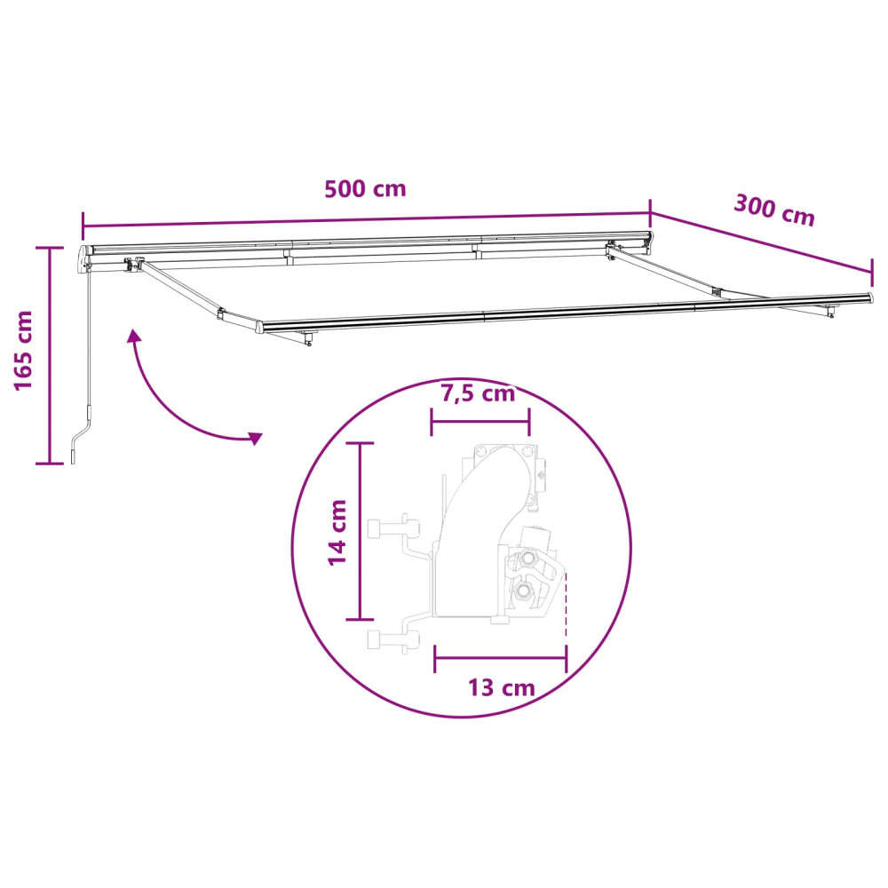 Produktbild för Utdragbar markis Taupe 500 × 300 cm Polyester och aluminium