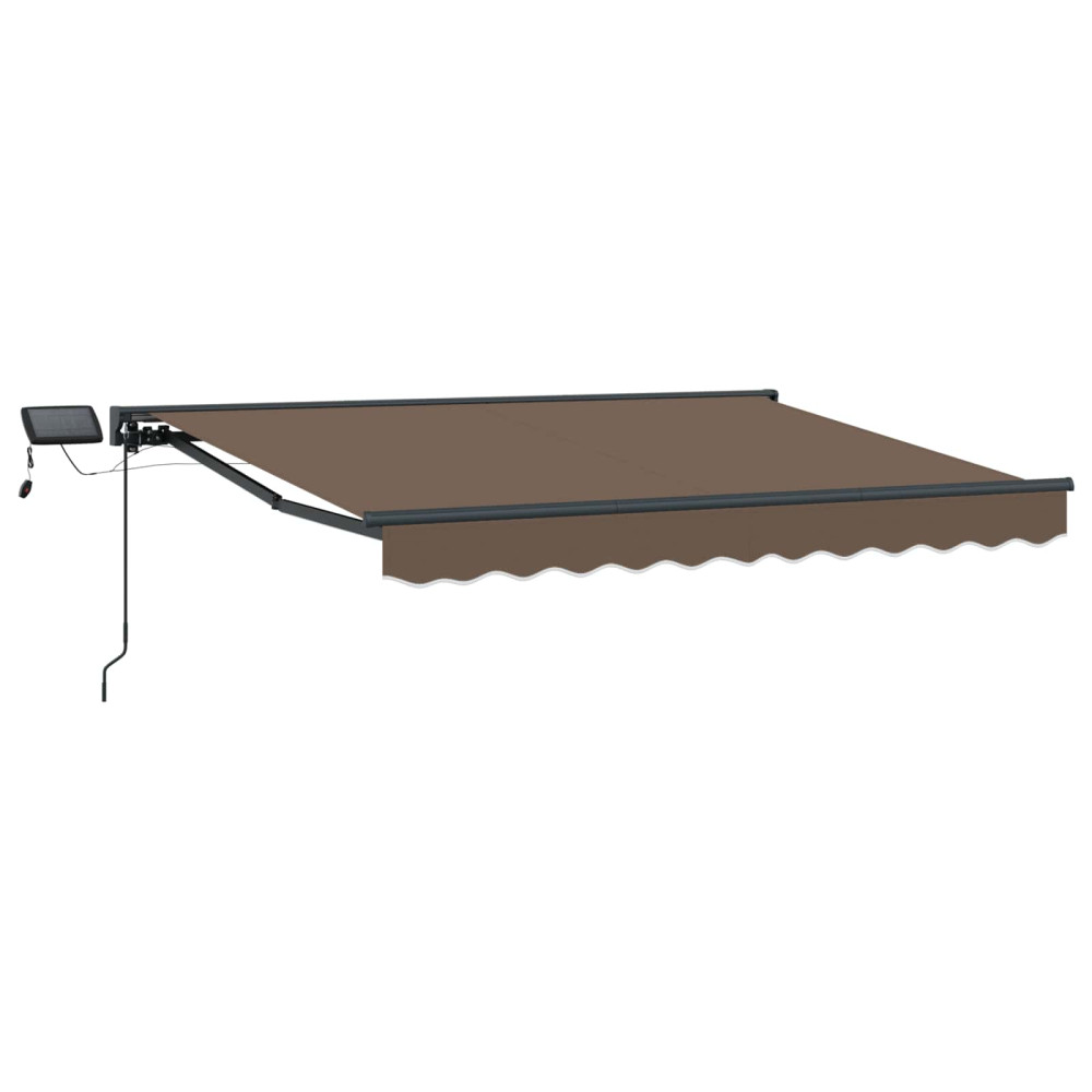 Produktbild för Manuell markisram med LED-lampor Taupe 5 x 3 m
