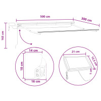 Produktbild för Manuell markisram med LED-lampor Taupe 5 x 3 m