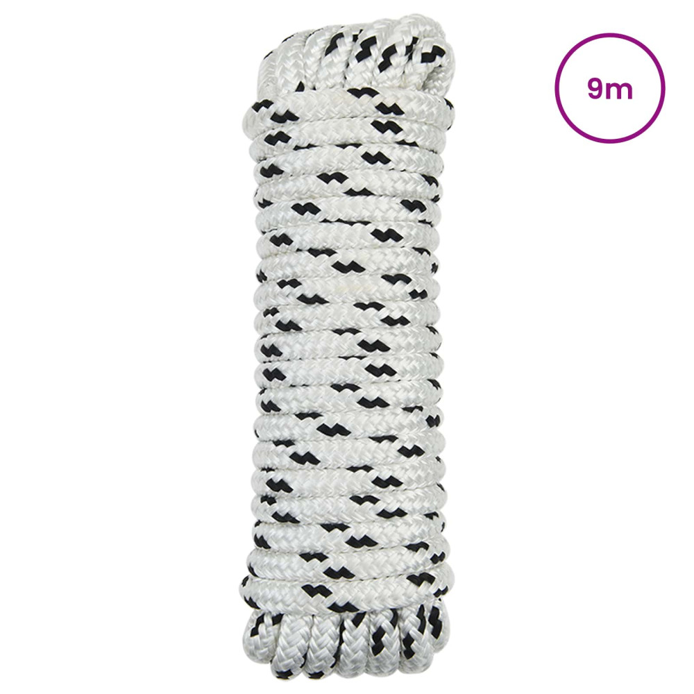Produktbild för Båtsnöre 9 m 1 Vit och svart Polyester