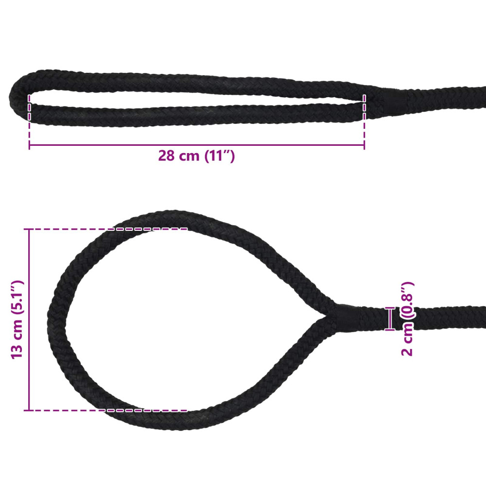 Produktbild för Båtsnöre 12 m 2 Svart Polyester