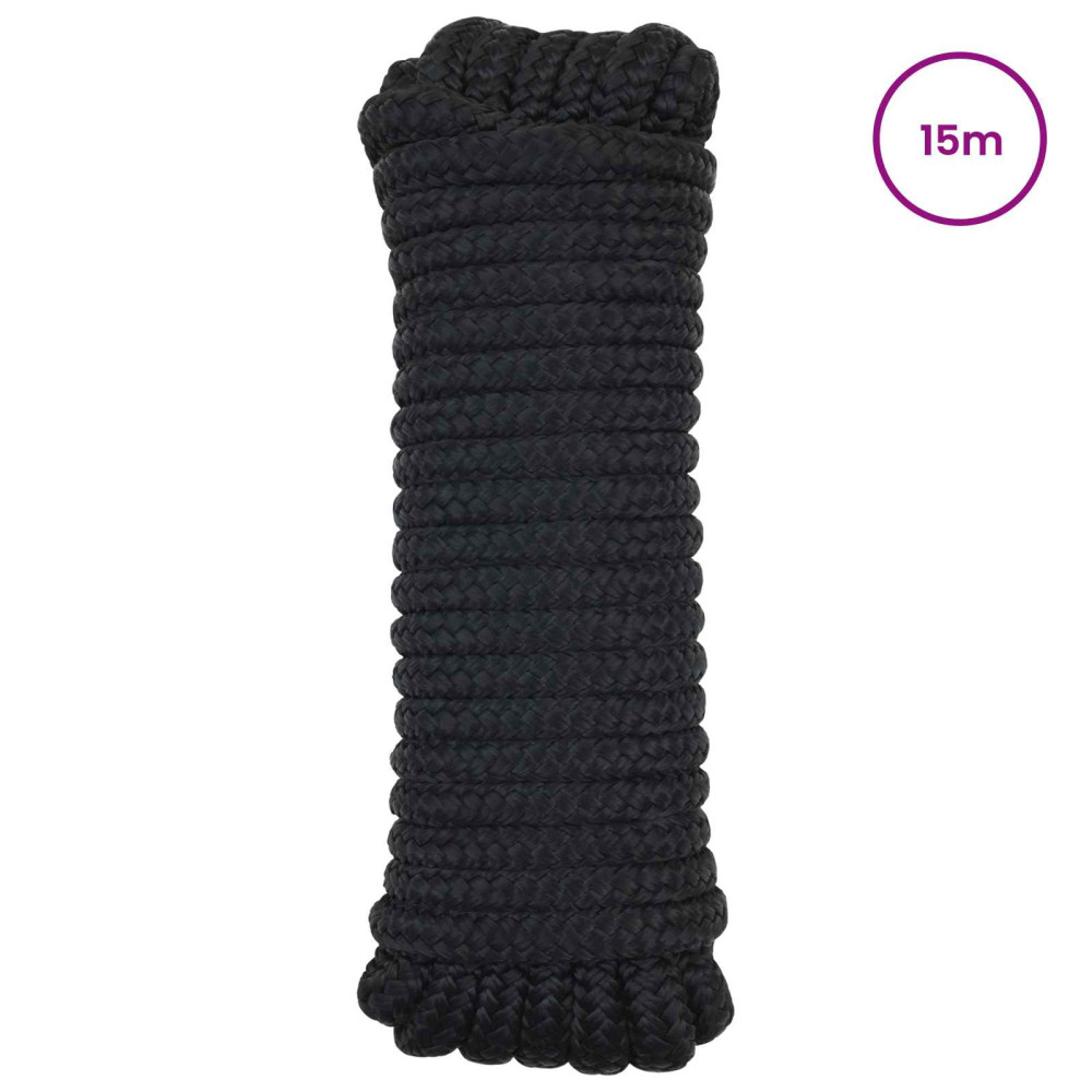 Produktbild för Båtsnöre 15 m 2 Svart Polyester