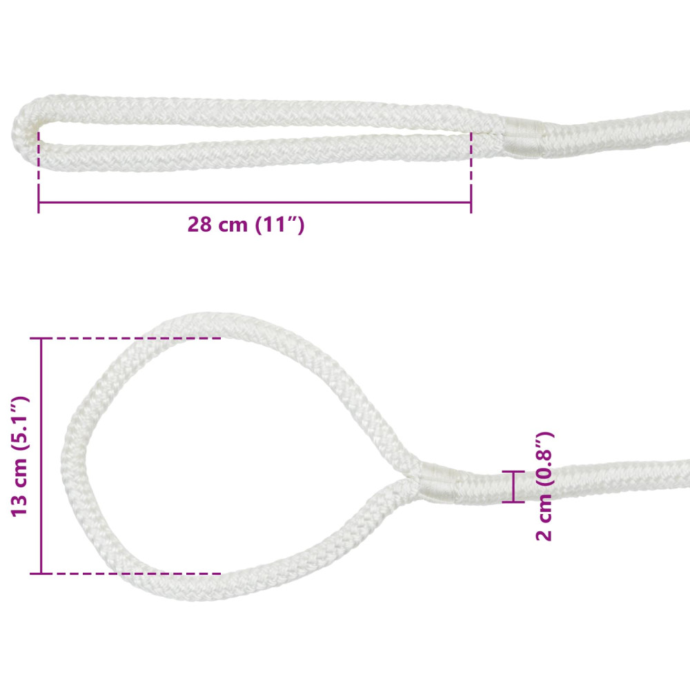 Produktbild för Båtsnöre 9 m 2 Vit Polyester