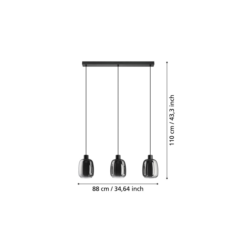 Produktbild för EGLO MOLOCHIO-Z LÅNGBORD L880 RGB/CCT 3X3,7W 1500LM SVART/SV...