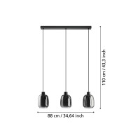 Produktbild för EGLO MOLOCHIO-Z LÅNGBORD L880 RGB/CCT 3X3,7W 1500LM SVART/SV...