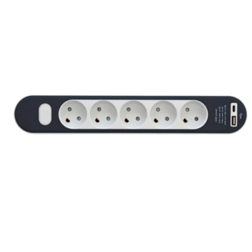 E-Line E-line grenuttag 5-vägs med jord + strömbrytare USB A+C 1,4...