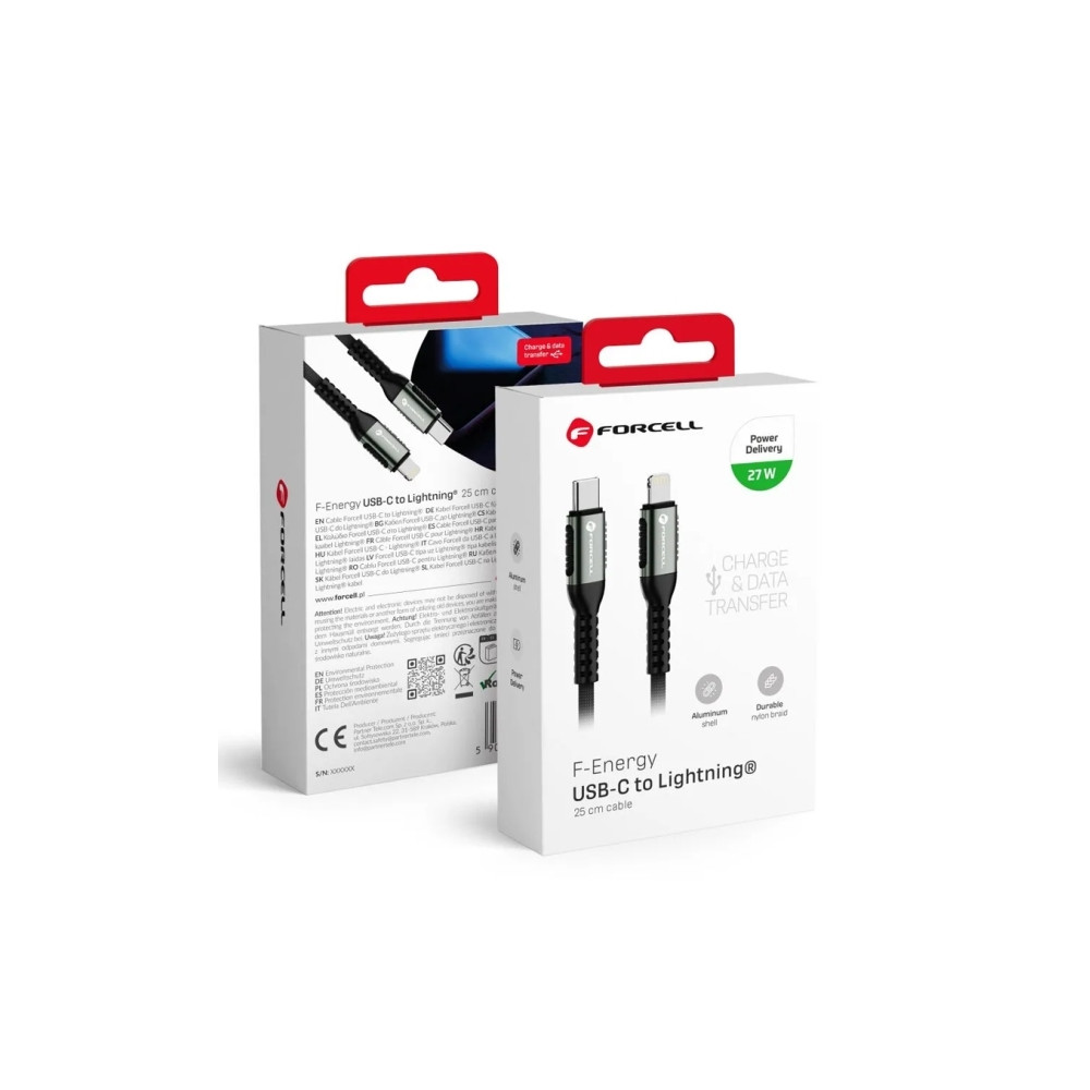 Produktbild för Forcell USB-C till Lightning PD 3A 27W Cafule 0,50 m