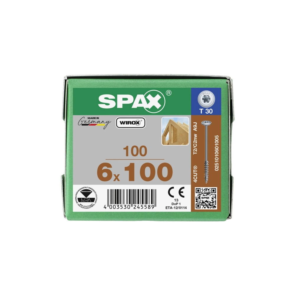 Produktbild för SPAX 251010601005 Tallerkenskruer 6 mm 100 mm T-profil Stål...