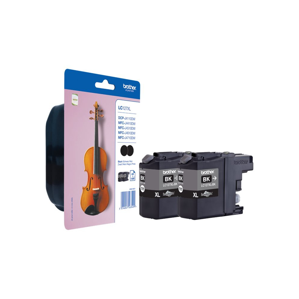 Produktbild för Brother LC127XLBKBP2 - 2-pack - superlång livslängd - svart - original - bläckpatron