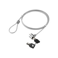Produktbild för Manhattan Mobile Security Laptop Lock, Key Lock, 1.4m, Compatible with Kensington style locks, Strong Steel Cable (3mm thick), Diecast Zinc Alloy Lock, All Metal Construction Resist Tampering, Two Keys Included, Clear PVC Jacket, Lifetime Warranty, Bliste