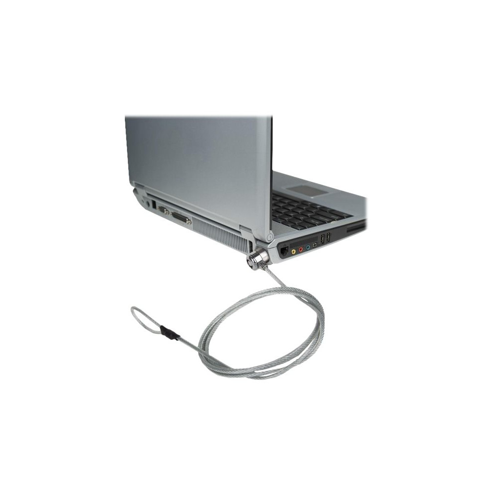 Produktbild för Manhattan Mobile Security Laptop Lock, Key Lock, 1.4m, Compatible with Kensington style locks, Strong Steel Cable (3mm thick), Diecast Zinc Alloy Lock, All Metal Construction Resist Tampering, Two Keys Included, Clear PVC Jacket, Lifetime Warranty, Bliste
