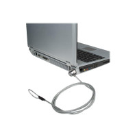 Produktbild för Manhattan Mobile Security Laptop Lock, Key Lock, 1.4m, Compatible with Kensington style locks, Strong Steel Cable (3mm thick), Diecast Zinc Alloy Lock, All Metal Construction Resist Tampering, Two Keys Included, Clear PVC Jacket, Lifetime Warranty, Bliste