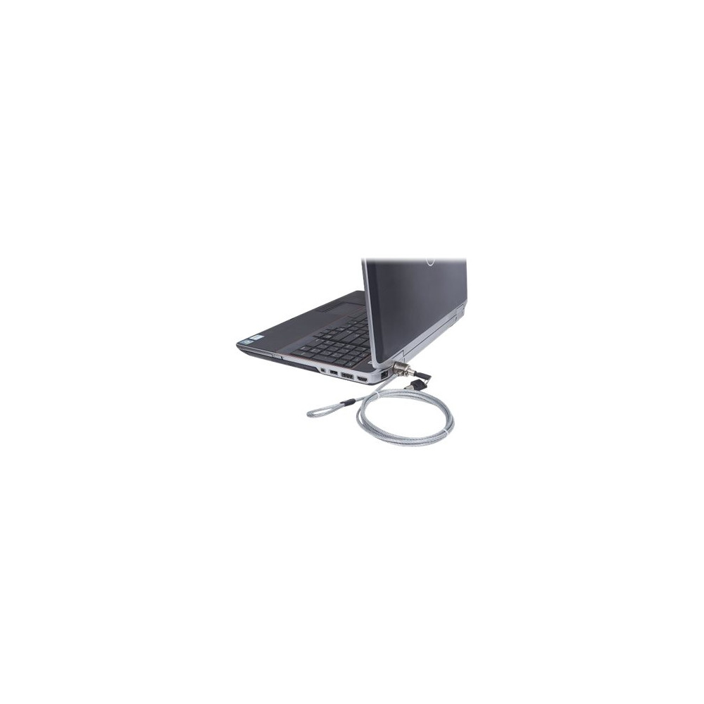 Produktbild för Manhattan Mobile Security Laptop Lock, Key Lock, 1.4m, Compatible with Kensington style locks, Strong Steel Cable (3mm thick), Diecast Zinc Alloy Lock, All Metal Construction Resist Tampering, Two Keys Included, Clear PVC Jacket, Lifetime Warranty, Bliste