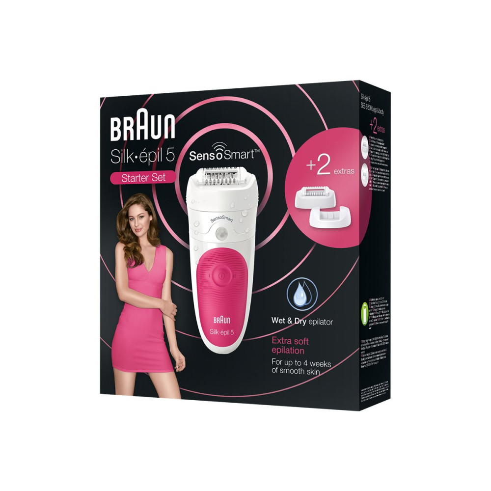 Produktbild för Braun Silk-épil 5 SensoSmart 5/500 - epilator - hallonfärgad/vit