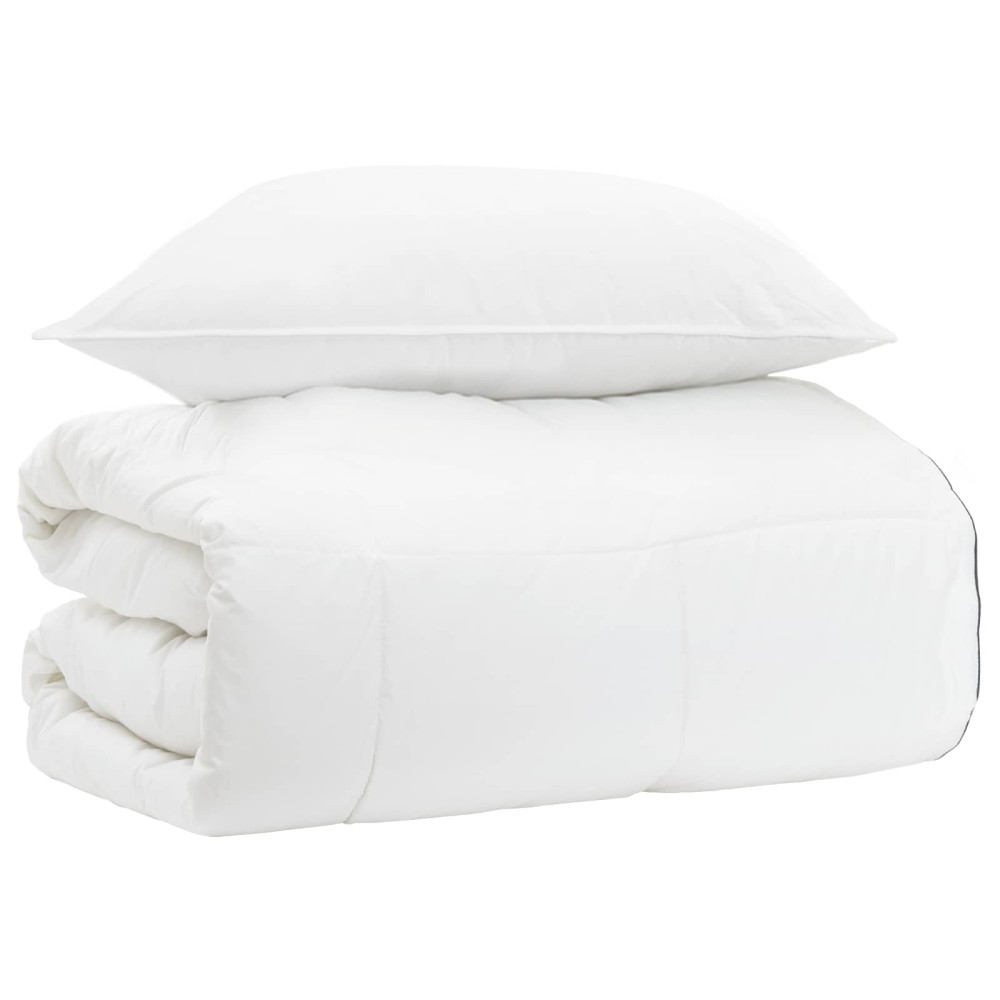 Produktbild för Täckeset med kudde Vit 135 x 200 cm Bomull, Bambu, Polyester