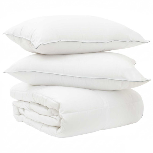 vidaXL Täckeset med kudde Vit 260 x 240 cm Polyester, Bambufiber