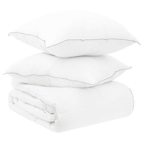 vidaXL Täckeset med kudde Vit 260 x 240 cm Polyester, Bambufiber