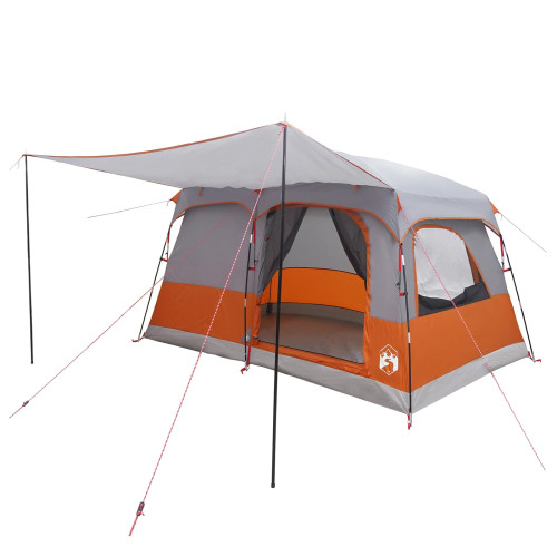 vidaXL Familjetält med tak Grå och orange 320 x 210 x 180 cm Polyester