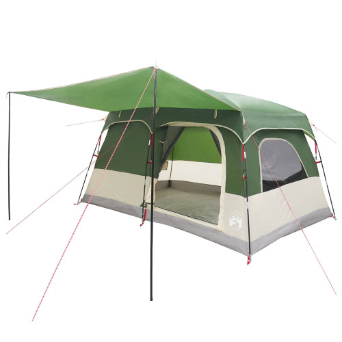 vidaXL Familjetält med tak Grön 380 x 260 x 190 cm Polyester