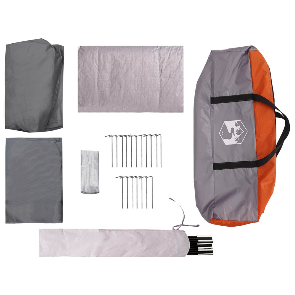 Produktbild för Familjetält med tak Grå och orange 500 x 400 x 230 cm