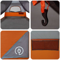 Produktbild för Familjetält med tak Grå och orange 500 x 400 x 230 cm