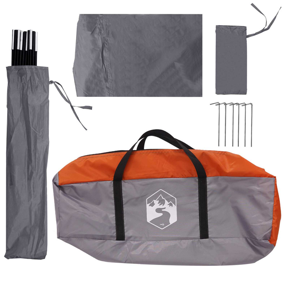Produktbild för Bil tält med tak Grå och orange 350 x 250 cm Polyester och Stål