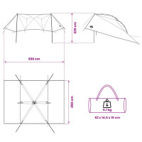 Produktbild för Bil tält med tak Grå och orange 350 x 250 cm Polyester och Stål