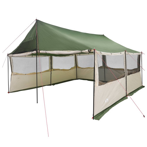 vidaXL Familjetält med tak Grön 450 x 400 x 265 cm Polyester och Stål