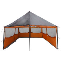 Produktbild för Familjetält med tak Grå och orange 450 x 400 x 265 cm