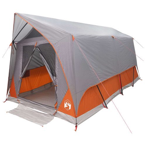 vidaXL Tunneltält med tak Grå och orange 8 personer Polyester och Stål