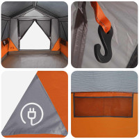 Produktbild för Tunneltält med tak Grå och orange 8 personer Polyester och Stål