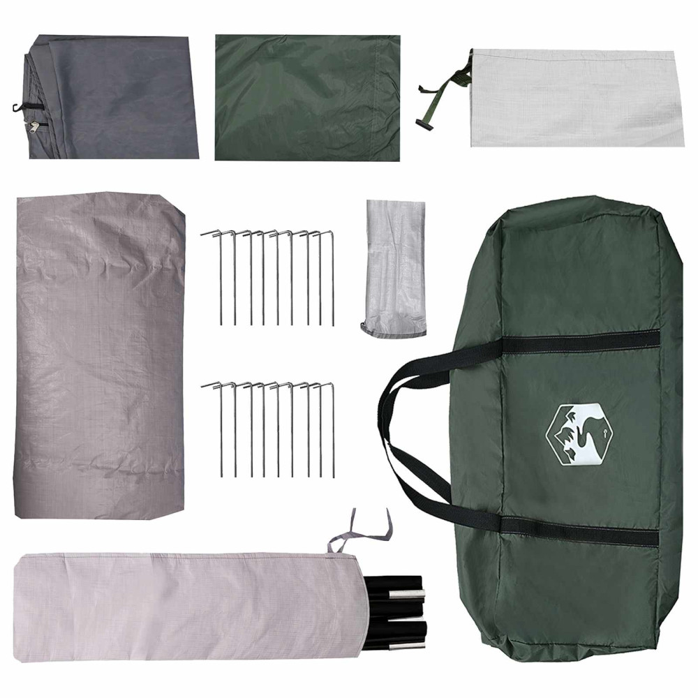 Produktbild för Tunneltält med tak Armégrön 8 personer Polyester och Stål