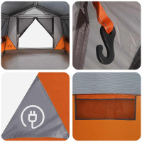 Produktbild för Tunneltält Grå och orange 10 personer Polyester och Stål