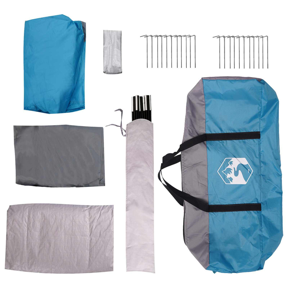 Produktbild för Tunneltält med tak Blå 370 x 275 x 210 cm Polyester och Stål