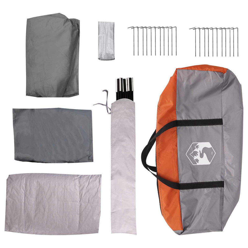 Produktbild för Tunneltält Grå och orange 370 x 275 x 210 cm Polyester och Stål